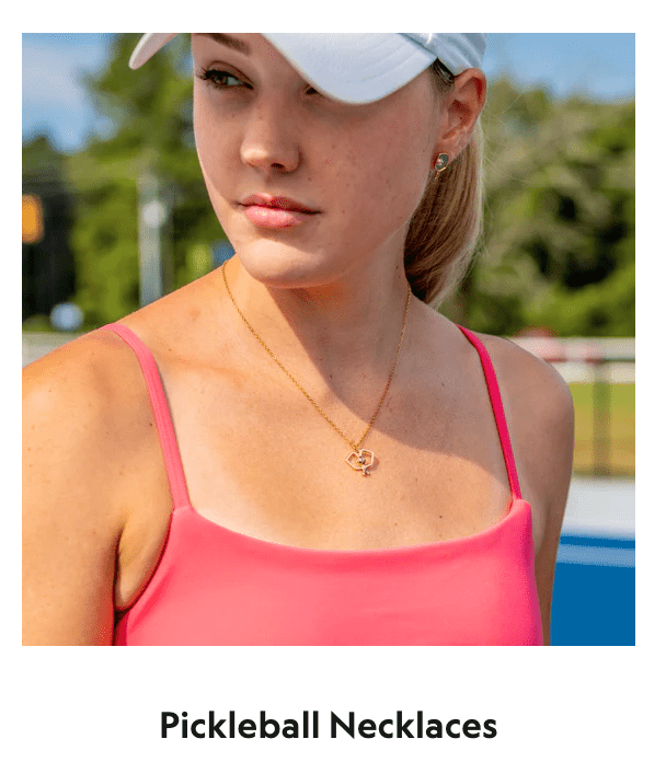 Born to Rally Pickleball Double Paddle Gold Necklace