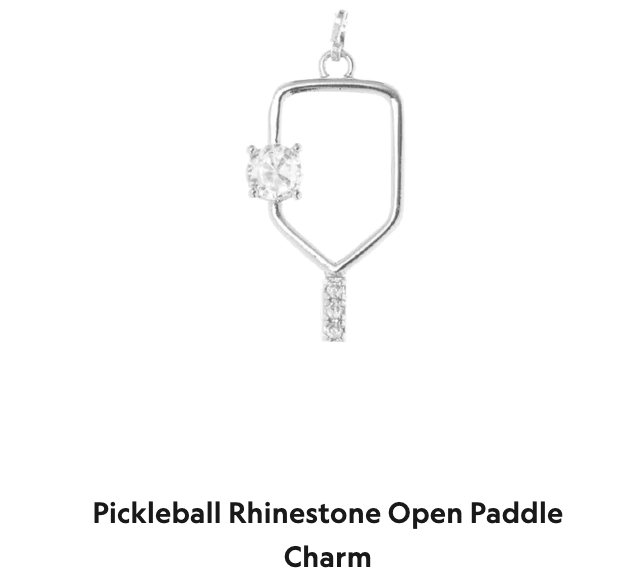 Born to Rally Pickleball rhinestone open Paddle pickleball charm