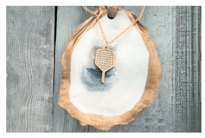 Born to Rally Pickleball Paddle Gold Necklaces