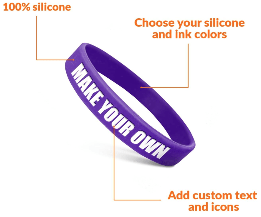 Classic Silicone Wristbands | 1/2" | Fully Customizable | Add a Message | Choose Your Colors | Perfect for Fundraisers, Promotions and Awareness