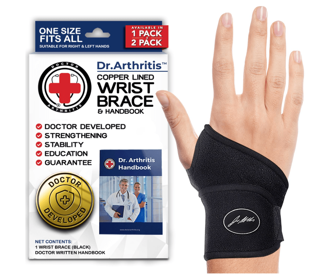 Dr. Arthritis Doctor Developed Copper Wrist Brace/Wrap for Carpal Tunnel Support, Splint Brace -F.D.A