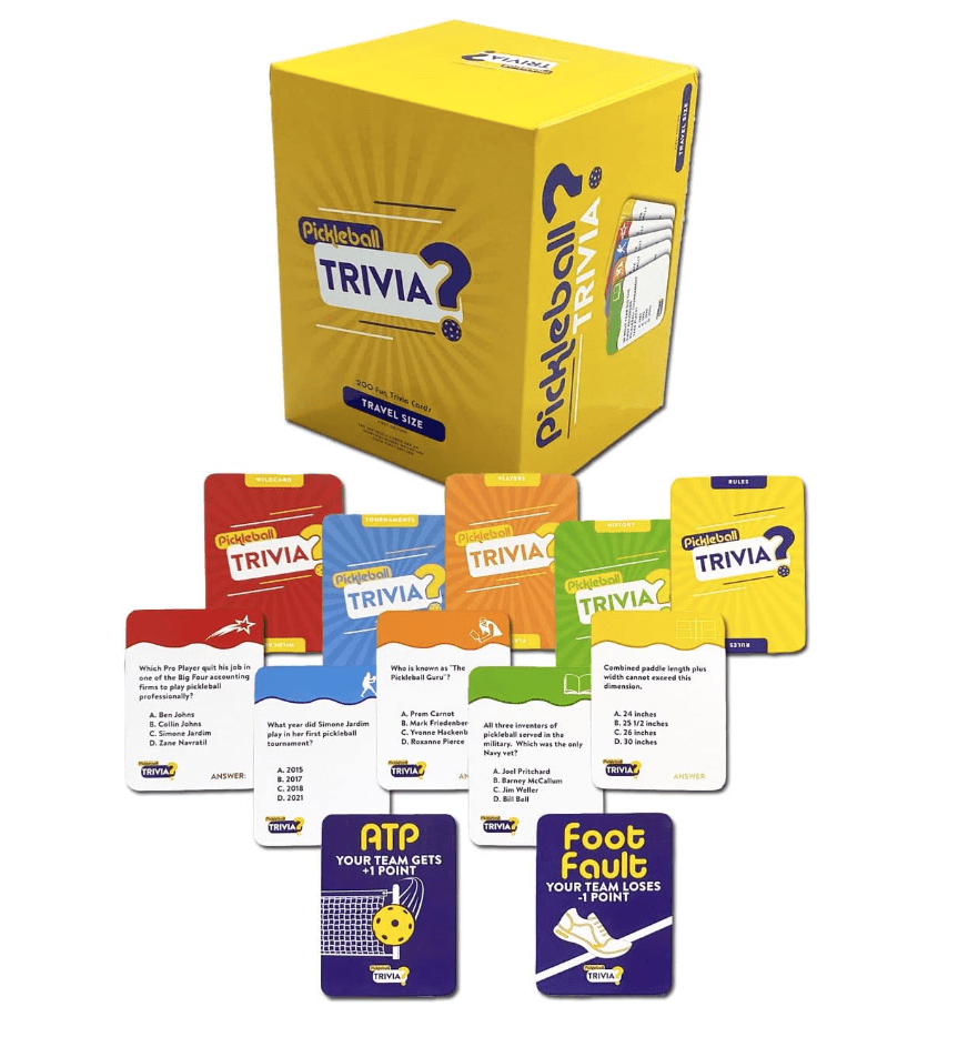 Pickleball Trivia Game Travel Size 200 cards
