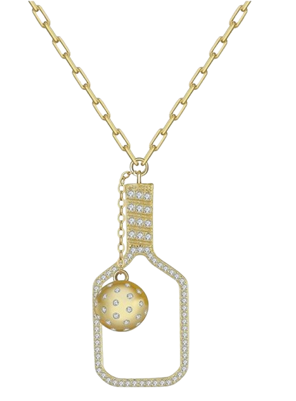 14K Gold Picklebelle The Volley Plus Crystals Charm Necklace in 925 S