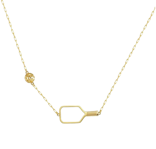 Pickleball Paddle Necklace with Ball - 18k Gold Necklace for Women | Gift for Her, Present For Birthday, Valentine's day, Wedding Anniversary and Christmas Gifts for Pickleball Lovers