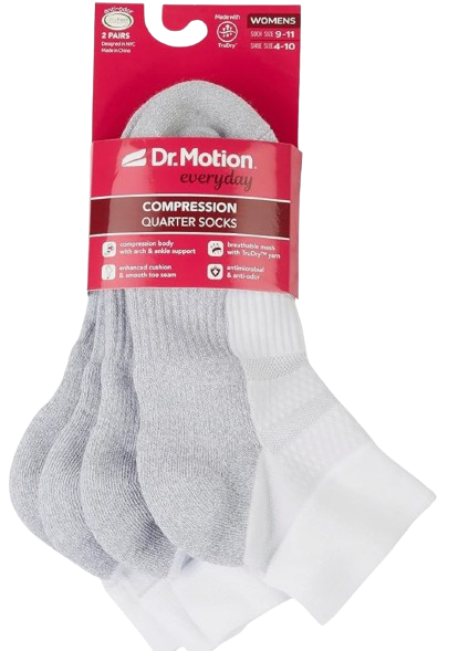 Dr. Motion Solid Half-Cushion | Quarter Compression Socks Best Pickleball Socks on Amazon