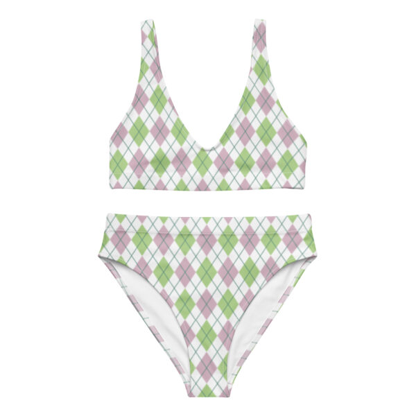 Pickleball Argyle High-Waisted Bikini Set