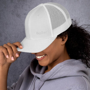 Baller Embroidered Trucker Cap in White on White Monochrome One Size Fits All