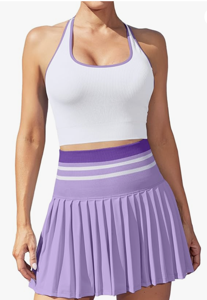 Pickleball Skirt style in purple and white